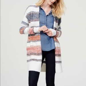 LOFT Striped Coatigan Sweater Cardigan